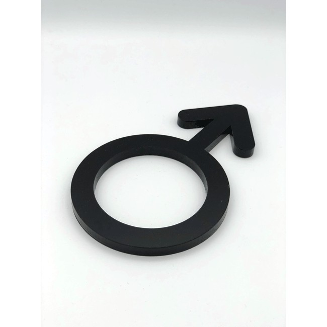 Heren Toilet deurbordje man symbool pictogram - 150 mm x 8 mm - zwart acrylaat