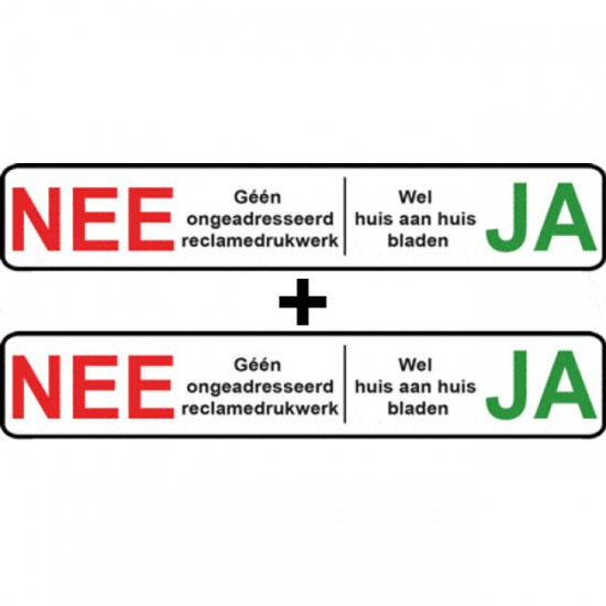 Nee Ja sticker transparant met zwarte lijn | 1 + 1 gratis