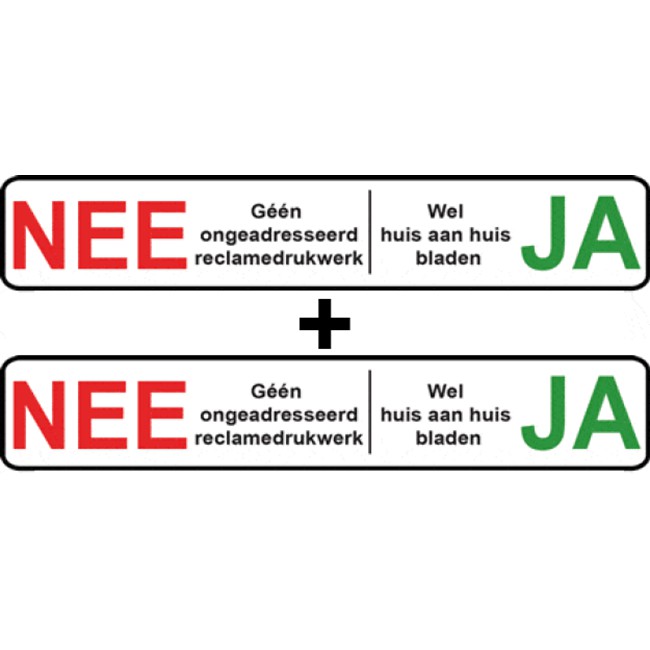 Nee Ja sticker transparant met zwarte lijn | 1 + 1 gratis