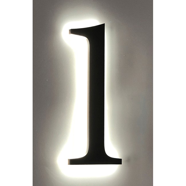 Volharding koolstof Stoel Huisnummer 1 Zwart Acrylaat 30 cm LED verlicht