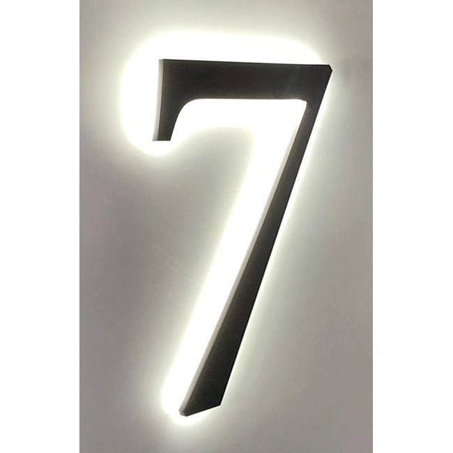 Huisnummer 7 Zwart Acrylaat 30 cm LED verlicht