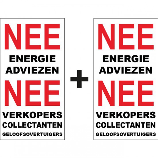 Nee geen energie adviezen of verkoop aan de deur sticker | 1 + 1 gratis